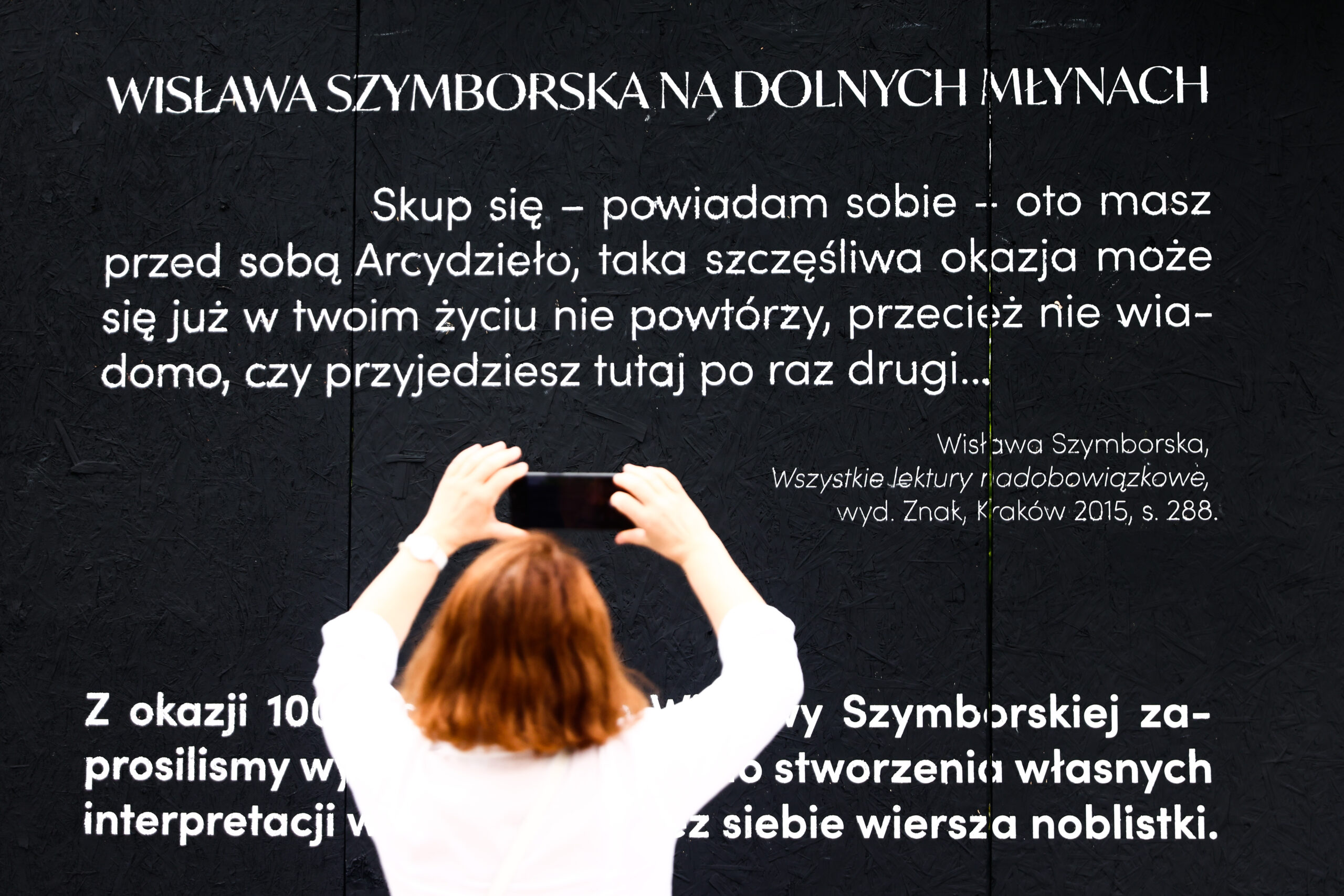 Liternictwo na muralu poświęconego Wisławie Szymborskiej.